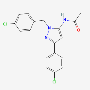 N-[5-(4-chlorophenyl)-2-[(4-chlorophenyl)methyl]pyrazol-3-yl]acetamide