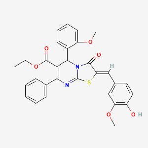 ethyl (2Z)-2-[(4-hydroxy-3-methoxyphenyl)methylidene]-5-(2-methoxyphenyl)-3-oxo-7-phenyl-5H-[1,3]thiazolo[3,2-a]pyrimidine-6-carboxylate
