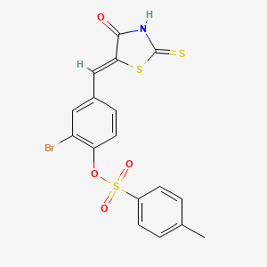 [2-bromo-4-[(Z)-(4-oxo-2-sulfanylidene-1,3-thiazolidin-5-ylidene)methyl]phenyl] 4-methylbenzenesulfonate