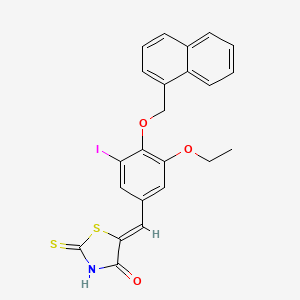 molecular formula C23H18INO3S2 B1658425 (5Z)-5-[[3-ethoxy-5-iodo-4-(naphthalen-1-ylmethoxy)phenyl]methylidene]-2-sulfanylidene-1,3-thiazolidin-4-one CAS No. 6091-33-4
