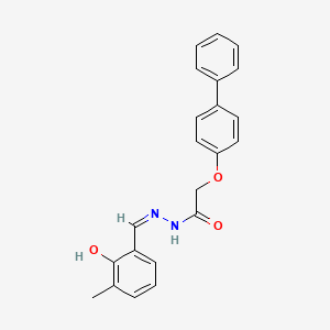 molecular formula C22H20N2O3 B1658444 2-(biphenyl-4-yloxy)-N'-[(Z)-(2-hydroxy-3-methylphenyl)methylidene]acetohydrazide CAS No. 6101-91-3