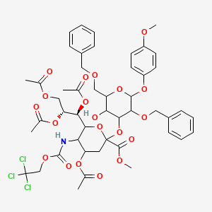 Methyl 4-acetyloxy-2-[5-hydroxy-2-(4-methoxyphenoxy)-3-phenylmethoxy-6-(phenylmethoxymethyl)oxan-4-yl]oxy-6-[(1S,2R)-1,2,3-triacetyloxypropyl]-5-(2,2,2-trichloroethoxycarbonylamino)oxane-2-carboxylate