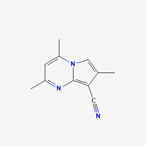 molecular formula C11H11N3 B1658459 Pyrrolo[1,2-a]pyrimidine-8-carbonitrile, 2,4,7-trimethyl- CAS No. 61078-95-3