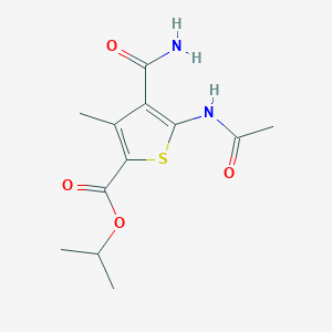 molecular formula C12H16N2O4S B1658498 Propan-2-yl 5-acetamido-4-carbamoyl-3-methylthiophene-2-carboxylate CAS No. 6126-08-5