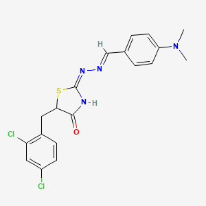 molecular formula C19H18Cl2N4OS B1658507 (2E)-5-(2,4-dichlorobenzyl)-2-{(2E)-[4-(dimethylamino)benzylidene]hydrazinylidene}-1,3-thiazolidin-4-one CAS No. 6130-81-0