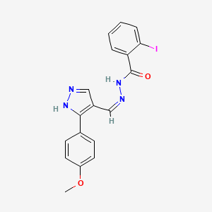 2-iodo-N'-{(Z)-[3-(4-methoxyphenyl)-1H-pyrazol-4-yl]methylidene}benzohydrazide