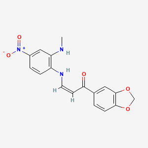 molecular formula C17H15N3O5 B1658516 (Z)-1-(1,3-benzodioxol-5-yl)-3-[2-(methylamino)-4-nitroanilino]prop-2-en-1-one CAS No. 6132-59-8