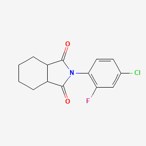 molecular formula C14H13ClFNO2 B1658522 1H-Isoindole-1,3(2H)-dione, 2-(4-chloro-2-fluorophenyl)hexahydro- CAS No. 61330-03-8