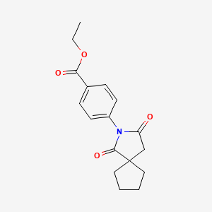molecular formula C17H19NO4 B1658529 Benzoic acid, 4-(1,3-dioxo-2-azaspiro[4.4]non-2-yl)-, ethyl ester CAS No. 61343-22-4