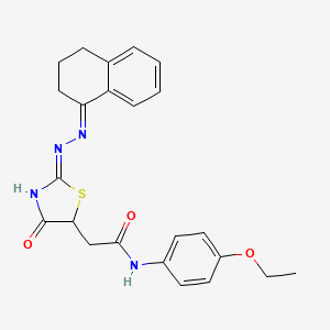 molecular formula C23H24N4O3S B1658531 2-[(2Z)-2-[(E)-3,4-Dihydro-2H-naphthalen-1-ylidenehydrazinylidene]-4-oxo-1,3-thiazolidin-5-yl]-N-(4-ethoxyphenyl)acetamide CAS No. 6135-85-9