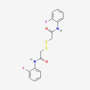 molecular formula C16H14F2N2O2S2 B1658555 2-[[2-(2-fluoroanilino)-2-oxoethyl]disulfanyl]-N-(2-fluorophenyl)acetamide CAS No. 6141-35-1