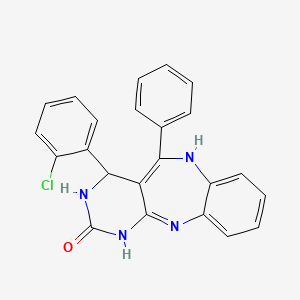 molecular formula C23H17ClN4O B1658561 4-(2-Chlorophenyl)-5-phenyl-1,3,4,6-tetrahydropyrimido[5,4-c][1,5]benzodiazepin-2-one CAS No. 6144-91-8
