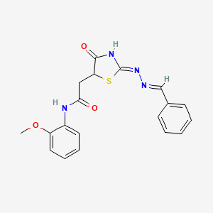 2-[2-(benzylidenehydrazono)-4-hydroxy-2,5-dihydro-1,3-thiazol-5-yl]-N-(2-methoxyphenyl)acetamide