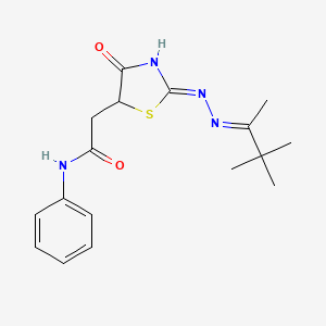 molecular formula C17H22N4O2S B1658587 2-{4-hydroxy-2-[(1,2,2-trimethylpropylidene)hydrazono]-2,5-dihydro-1,3-thiazol-5-yl}-N-phenylacetamide CAS No. 6150-53-4