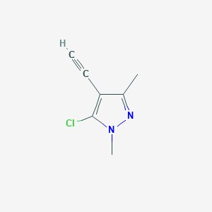 molecular formula C7H7ClN2 B1658588 1H-Pyrazole, 5-chloro-4-ethynyl-1,3-dimethyl- CAS No. 61514-57-6