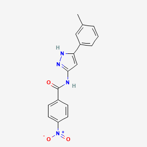 molecular formula C17H14N4O3 B1658595 N-[5-(3-methylphenyl)-1H-pyrazol-3-yl]-4-nitrobenzamide CAS No. 6154-01-4