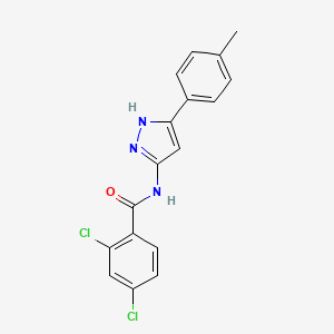 molecular formula C17H13Cl2N3O B1658596 2,4-dichloro-N-[5-(4-methylphenyl)-1H-pyrazol-3-yl]benzamide CAS No. 6154-89-8