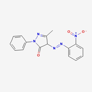 molecular formula C16H13N5O3 B1658599 5-Methyl-4-((2-nitrophenyl)diazenyl)-2-phenyl-2,4-dihydro-3H-pyrazol-3-one CAS No. 61550-69-4