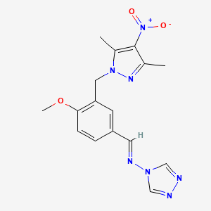 N-{3-[(3,5-dimethyl-4-nitro-1H-pyrazol-1-yl)methyl]-4-methoxybenzylidene}-4H-1,2,4-triazol-4-amine
