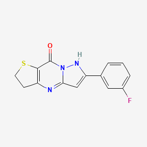 molecular formula C14H10FN3OS B1658608 11-(3-Fluorophenyl)-4-thia-1,8,12-triazatricyclo[7.3.0.03,7]dodeca-3(7),8,10-trien-2-one CAS No. 6162-51-2
