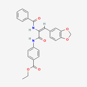 molecular formula C26H22N2O6 B1658612 ethyl 4-[[(E)-2-benzamido-3-(1,3-benzodioxol-5-yl)prop-2-enoyl]amino]benzoate CAS No. 6163-94-6