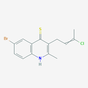 molecular formula C14H13BrClNS B1658614 4-Quinolinethiol, 6-bromo-3-(3-chloro-2-butenyl)-2-methyl- CAS No. 61640-15-1