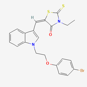 (5E)-5-[[1-[2-(4-bromophenoxy)ethyl]indol-3-yl]methylidene]-3-ethyl-2-sulfanylidene-1,3-thiazolidin-4-one