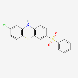 molecular formula C18H12ClNO2S2 B1658618 10H-Phenothiazine, 2-chloro-7-(phenylsulfonyl)- CAS No. 61654-45-3