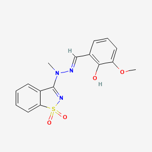 3-{2-[(5-Methoxy-6-oxocyclohexa-2,4-dien-1-ylidene)methyl]-1-methylhydrazinyl}-1H-1lambda~6~,2-benzothiazole-1,1-dione
