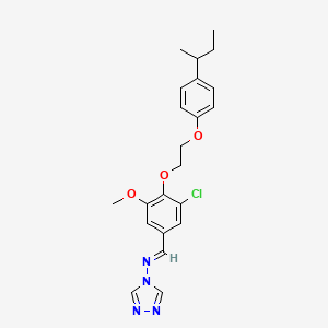 (E)-1-[4-[2-(4-Butan-2-ylphenoxy)ethoxy]-3-chloro-5-methoxyphenyl]-N-(1,2,4-triazol-4-yl)methanimine