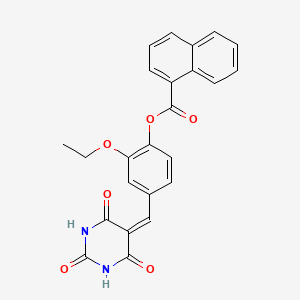molecular formula C24H18N2O6 B1658647 [2-ethoxy-4-[(2,4,6-trioxo-1,3-diazinan-5-ylidene)methyl]phenyl] Naphthalene-1-carboxylate CAS No. 6173-00-8