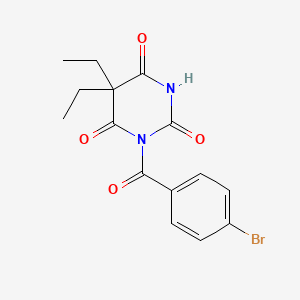 molecular formula C15H15BrN2O4 B1658648 2,4,6(1H,3H,5H)-Pyrimidinetrione, 1-(4-bromobenzoyl)-5,5-diethyl- CAS No. 61732-45-4