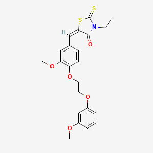 molecular formula C22H23NO5S2 B1658652 (5E)-3-ethyl-5-[[3-methoxy-4-[2-(3-methoxyphenoxy)ethoxy]phenyl]methylidene]-2-sulfanylidene-1,3-thiazolidin-4-one CAS No. 6174-01-2