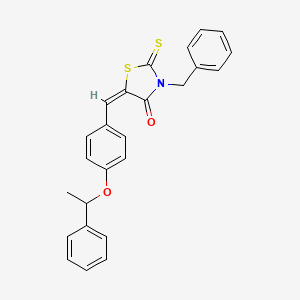 molecular formula C25H21NO2S2 B1658659 (5E)-3-benzyl-5-[[4-(1-phenylethoxy)phenyl]methylidene]-2-sulfanylidene-1,3-thiazolidin-4-one CAS No. 6175-70-8