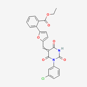 Ethyl 2-[5-[[1-(3-chlorophenyl)-2,4,6-trioxo-1,3-diazinan-5-ylidene]methyl]furan-2-yl]benzoate