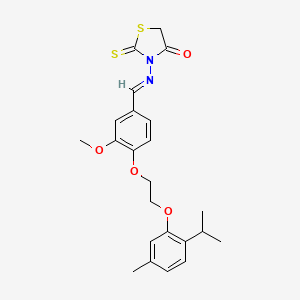3-[(E)-[3-methoxy-4-[2-(5-methyl-2-propan-2-ylphenoxy)ethoxy]phenyl]methylideneamino]-2-sulfanylidene-1,3-thiazolidin-4-one