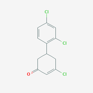 molecular formula C12H9Cl3O B1658705 3-Chloro-5-(2,4-dichlorophenyl)cyclohex-2-en-1-one CAS No. 61888-44-6