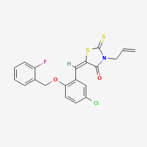 (5E)-5-[[5-chloro-2-[(2-fluorophenyl)methoxy]phenyl]methylidene]-3-prop-2-enyl-2-sulfanylidene-1,3-thiazolidin-4-one