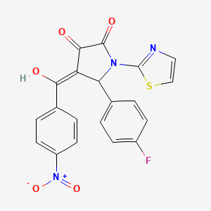 molecular formula C20H12FN3O5S B1658717 (4Z)-5-(4-fluorophenyl)-4-[hydroxy-(4-nitrophenyl)methylidene]-1-(1,3-thiazol-2-yl)pyrrolidine-2,3-dione CAS No. 6194-26-9