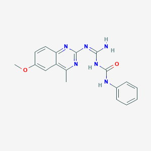 molecular formula C18H18N6O2 B1658719 1-[(Z)-N'-(6-methoxy-4-methylquinazolin-2-yl)carbamimidoyl]-3-phenylurea CAS No. 6194-79-2