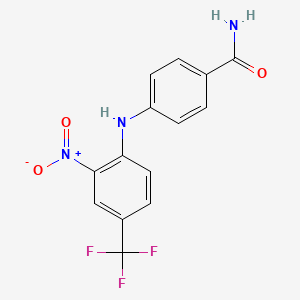 molecular formula C14H10F3N3O3 B1658723 4-[2-Nitro-4-(trifluoromethyl)anilino]benzamide CAS No. 6197-15-5