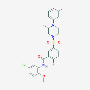 N-(5-chloro-2-methoxyphenyl)-2-fluoro-5-[3-methyl-4-(3-methylphenyl)piperazin-1-yl]sulfonylbenzamide