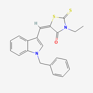 molecular formula C21H18N2OS2 B1658727 (5E)-5-[(1-benzylindol-3-yl)methylidene]-3-ethyl-2-sulfanylidene-1,3-thiazolidin-4-one CAS No. 6198-11-4