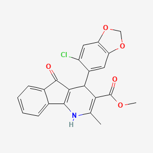 molecular formula C22H16ClNO5 B1658738 Methyl 4-(6-chloro-1,3-benzodioxol-5-yl)-2-methyl-5-oxo-1,4-dihydroindeno[1,2-b]pyridine-3-carboxylate CAS No. 6202-88-6