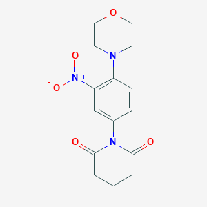 molecular formula C15H17N3O5 B1658742 1-(4-Morpholin-4-yl-3-nitrophenyl)piperidine-2,6-dione CAS No. 6203-60-7