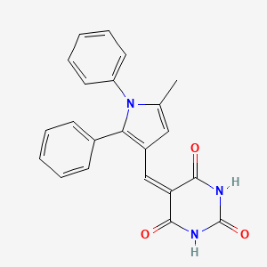 molecular formula C22H17N3O3 B1658748 5-[(5-Methyl-1,2-diphenyl-1H-pyrrol-3-yl)methylidene]pyrimidine-2,4,6(1H,3H,5H)-trione CAS No. 6204-85-9