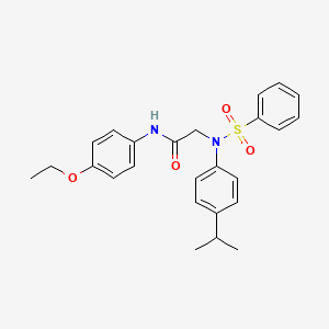 molecular formula C25H28N2O4S B1658752 2-[N-(benzenesulfonyl)-4-propan-2-ylanilino]-N-(4-ethoxyphenyl)acetamide CAS No. 6205-66-9