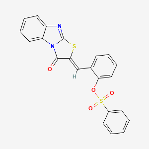 molecular formula C22H14N2O4S2 B1658759 [2-[(Z)-(1-oxo-[1,3]thiazolo[3,2-a]benzimidazol-2-ylidene)methyl]phenyl] benzenesulfonate CAS No. 6207-04-1