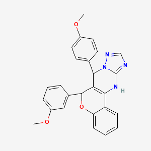 9-(3-Methoxyphenyl)-11-(4-methoxyphenyl)-8-oxa-12,13,15,17-tetrazatetracyclo[8.7.0.02,7.012,16]heptadeca-1(10),2,4,6,13,15-hexaene