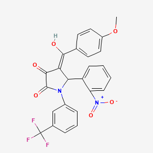 molecular formula C25H17F3N2O6 B1658762 (4Z)-4-[hydroxy-(4-methoxyphenyl)methylidene]-5-(2-nitrophenyl)-1-[3-(trifluoromethyl)phenyl]pyrrolidine-2,3-dione CAS No. 6207-78-9